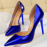 Rarove Patent Leather Woman Pumps Shoes New High Heels Shoes Sexy Women Heels Pointed Toe Women Basic Pump Heels Plus Size 43