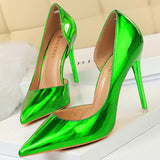 Rarove Patent Leather Woman Pumps Shoes New High Heels Shoes Sexy Women Heels Pointed Toe Women Basic Pump Heels Plus Size 43