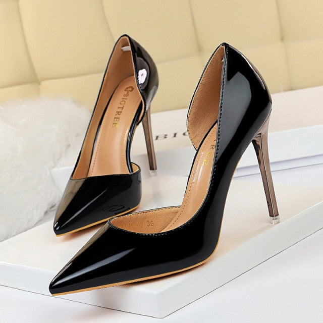 Silver High Heels Women Shoes Patent Leather Woman Pumps 2021 New Women Heels Sexy Party Shoes Stiletto Ladies Shoes 10.5 Cm