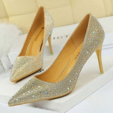 Rhinestone High Heels Fashion Wedding Shoes Woman Pumps Stiletto Gold Women Heels Sexy Party Shoes Ladies Shoes