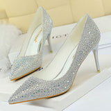 Rhinestone High Heels Fashion Wedding Shoes Woman Pumps Stiletto Gold Women Heels Sexy Party Shoes Ladies Shoes