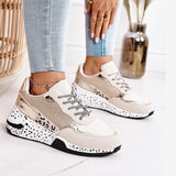 Rarove Women Sneaker Leopard Print Lace-Up Women's Vulcanize Shoes Platform Sports Ladies Sneakers Breathable Plus Women Shoes