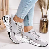 Rarove Women Sneaker Leopard Print Lace-Up Women's Vulcanize Shoes Platform Sports Ladies Sneakers Breathable Plus Women Shoes