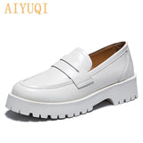 Women Spring 2022 New Genuine Leather Loafers Girls Fashion British Style Student Shoes Women