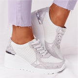 RAROVE-New Women Sneakers Lace-Up Wedge Sports Shoes Women's Vulcanized Shoes Casual Platform Ladies Sneakers Comfy Females Shoes