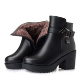 Ladies Ankle Boots 2022 New Genuine Leather Women Winter Boots Trend Warm Wool Womens Dress Boots High Heel Snow Boots