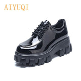 Women's Shoes Large Size 35-44 Spring New Style Genuine Leather Lace-up Platform Fashion Women Shoes