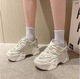 Rarove Women's Dad Shoes Luxury Women Sneakers Fashion White Sports Shoe Mesh Platform Female Footwear Tennis Tenis Con Plataforma