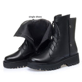 Women&#39;s Ankle Boots Winter Shoes 2022 New Genuine Leather Martin Boots Women&#39;s Round Toe Warm Wool Large Size Ladies Snow Boots
