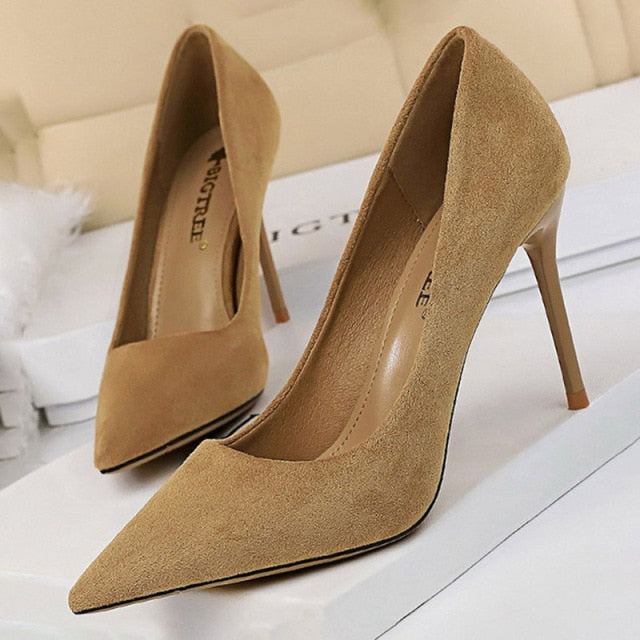 2022 New Women Pumps Suede High Heels Shoes Fashion Office Shoes Stiletto Party Shoes Female Comfort Women Heels
