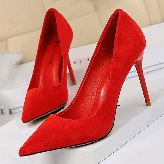 2022 New Women Pumps Suede High Heels Shoes Fashion Office Shoes Stiletto Party Shoes Female Comfort Women Heels