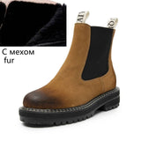 Women's Chelsea Boots Genuine Leather 2022 Autumn Winter Trend Thick-soled Women Ankle Boots All-match Martin Boots Ladies