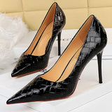 Patent Leather Woman Pumps 2021 New Designer Shoes Weave Pattern Fine High Heels Stiletto Heeled Shoes Party Shoes