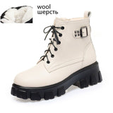 Women Winter Boots Genuine Leather 2022 New Fashion Natural Wool Warm Martin Boots Women Thick-soled Women's Ankle Boots