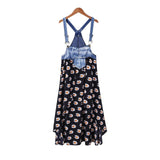 Rarove 2023 New classic Women Summer Braces Dress Denim Patchwork Maxi Dress Bottom High Waist Loose Casual Beach Dress