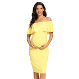Rarove Polka Dot Ruffles Maternity Dresses Off Shoulder Pregnancy Dresses Ruffle Shoulderless Women Bodycon Dress Summer Pregnant