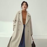 Double Breasted 100% Wool Coat Women Elegant Cashmere Long Winter Coat Female Oversized Vitnage Blend Jacket Overcoat
