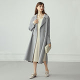 Double Breasted 100% Wool Coat Women Elegant Cashmere Long Winter Coat Female Oversized Vitnage Blend Jacket Overcoat