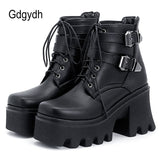 Fashion Punk Buckle Boot Demonias Platforms Heels Soft Rubber Sole Street Shoes Female Footwear Ankle Boots Gothic Style