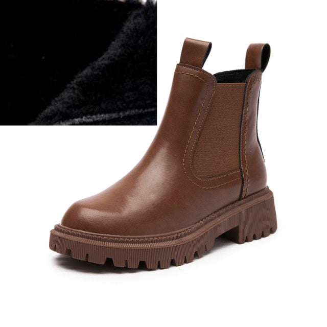 Women's Chelsea Boots Genuine Leather 2022 New Autumn Winter Fashion Women's Ankle Boots Retro Martin Boots Ladies