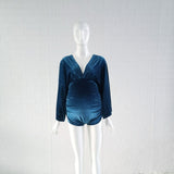 Boho Maternity Velvet Bodysuits For Photography Pregnancy Photo Shoot Bodysuit Pregnant Clothes