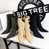 RAROVE Spring Outfits 2024 Trends Fashion Classy New Stretch Boots Autumn Shoes Pointed Toe High-heel Boots Stiletto Ankle Boots 3 Colour Female Short Boots