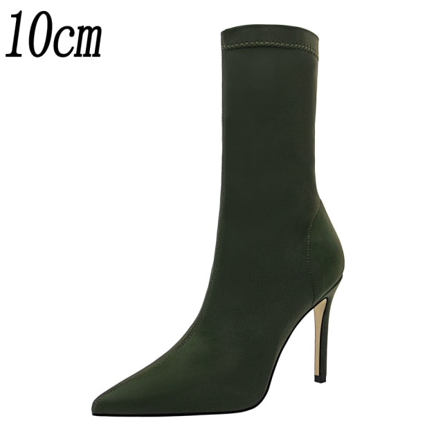 2022 New Socks Boots Fashion Ankle Boots For Women Boots Balck Pointed Toe Elastic Heels Shoes Fetish Autumn Winter Female Shoes