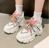 Rarove Women's Dad Shoes Luxury Women Sneakers Fashion White Sports Shoe Mesh Platform Female Footwear Tennis Tenis Con Plataforma