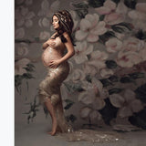 6M Bronzing Mesh Maternity Dresses For Photo Shoot Sexy  Pregnant Women Fancy Pregnancy Dress Photography Props Maxi Gown