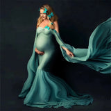 Elegant Shoulderless Maternity Photography Props Long Dress For Pregnant Women Fancy Pregnancy Dress Sexy Maxi Gown Photo Shoot