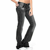 Rarove Skinny Flared Jeans Women's Fashion Denim  Pants Bootcut Bell Bottoms Stretch Trousers Women Jeans