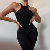 Ribbed Women 2 Pieces Crop Top Tanks And Legging Set Bodycon Sporty Streetwear Tracksuit Work Out Elegant 2022 Summer