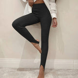 Rarove Skinny Knitted High Waisted Step-On-Foot Pants Warm Winter Slim Elastic Waist Leggings Casual Streetwear Female 2021