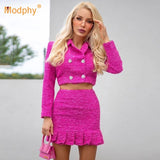 Sexy Women Two-Piece Set Long Sleeve Short Jacket &amp; High Waist Pleated Skirt Ladies Sets Fashion Party Female Clothing 2022 New