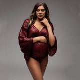 Boho Maternity Velvet Bodysuits For Photography Pregnancy Photo Shoot Bodysuit Pregnant Clothes