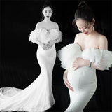 Rarove Shoulderless Maternity Shoot Dress For Baby Showers Party Evening Pregnancy Photo Maxi Gown Sexy Pregnant Women Photography Prop