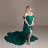 Sexy Maternity Dress Photography Long Tail Pregnancy Photo Shoot Dress For Baby Shower Prop Split Front Pregnant Women Maxi Gown