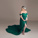 Sexy Maternity Dress Photography Long Tail Pregnancy Photo Shoot Dress For Baby Shower Prop Split Front Pregnant Women Maxi Gown