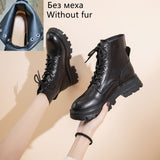 Women's Martin Boots Genuine Leather 2022 New Autumn Lace-up Motorcycle Boots Ladies British Style Women's Ankle Boots