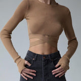 Rarove Fall outfits 2022 Chic Knitted Two Piece Dresses Sets Women Casual Bandage Cropped Tops And Button Split Skirt Suits Y2K Fall Matching Set Outfits