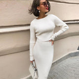Rarove Fall outfits Winter Knitted Sweater and Skirt Two Piece Sets Women Fashion Slim Fit Crop Tops Women Elegant Sweater Suits Office Lady Outfits