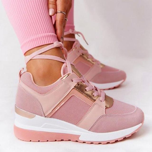 Rarove New Women Sneakers Lace-Up Wedge Sports Shoes Women's Vulcanized Shoes Casual Platform Ladies Sneakers Comfy Females Shoes