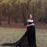 Summer Maternity Dresses for Photo Shoot  Lace Lotus Sleeve Longuni  Acrylic Grossesse Vestidos Europe and America