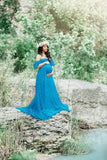 Summer Maternity Dresses for Photo Shoot  Lace Lotus Sleeve Longuni  Acrylic Grossesse Vestidos Europe and America