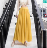 Fashion Faldas High Waist Solid Chiffon Skirt 2022 New Summer Long Skirts Womens A-line Saia Maxi Skirt 16 Colors