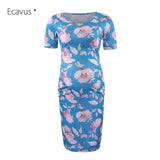 LIU&QU Maternity Dresses Women Side Ruched Clothes Bodycon Photography Casual Short Sleeve Wrap Baby Showers Plus Size S-XL