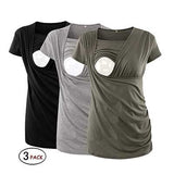 Women's Maternity Tops Nursing T-Shirt Breastfeeding Top Pregnant Tops Flattering Side Ruching Summer Pregnancy S-XL