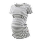 Maternity Tees Clothes Ropa Embarazada Shirt O Neck Tops Pregnancy T-Shirt Casual Flattering Side Ruching Maternity Pullover