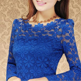 Rarove Plus size S-5XL 2023 New fashion Women's Lace Crochet Blouses Shirts Long Sleeve Sexy Tops Women Lace Blouse camisa feminina