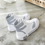 Rarove High top casual shoes women autumn flat bottom leather all-match women's white shoes women's shoes leather sneakers